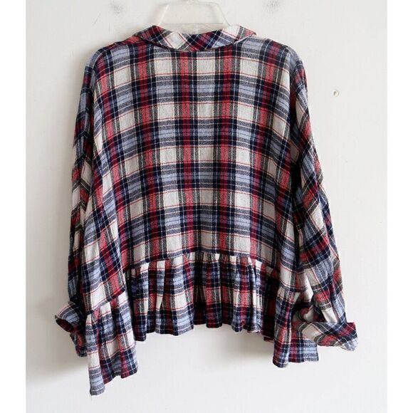 Free People Plaid Peplum Top - Size XS - Picture 5 of 9